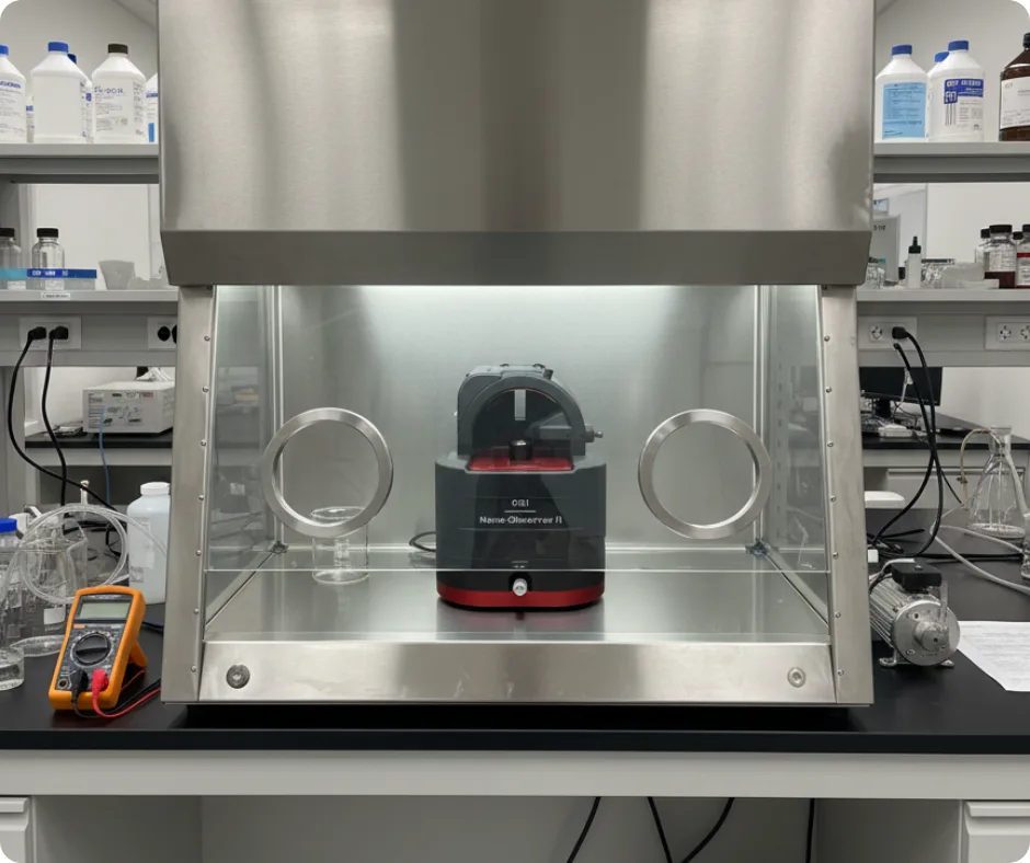 Nano-Observer II installed inside a glovebox