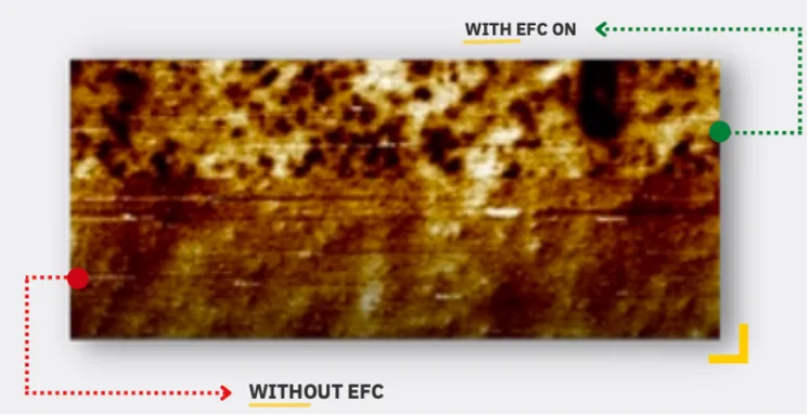 AFM scan of magnetic particles in a polymer: MFM with Electric Field Cancelling