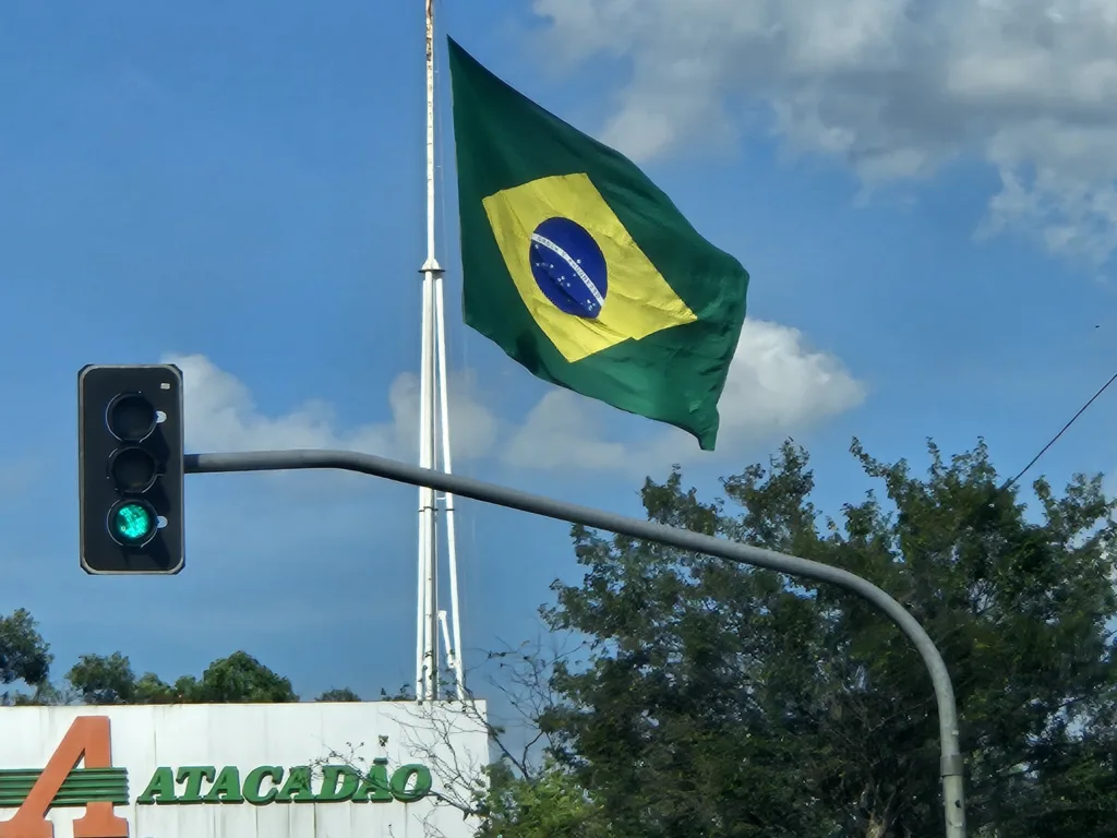 Flying the Brazilian flag