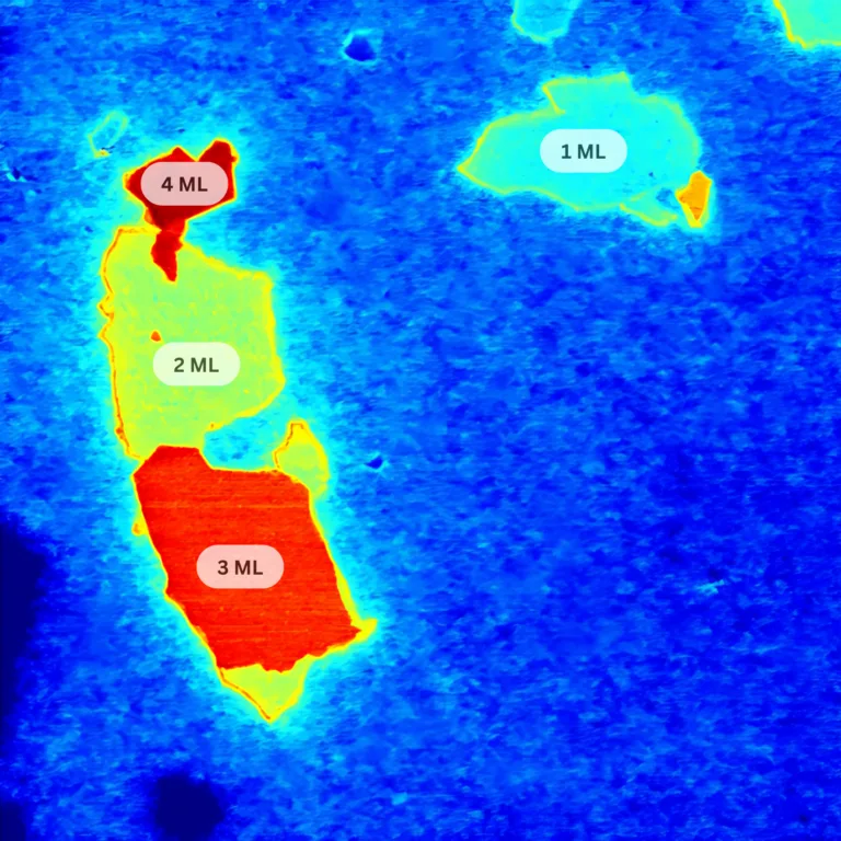 AFM scan of graphene layers: HD-KFM surface potential distinguishes 1 to 4 monolayers