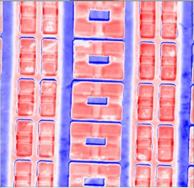 HD-KFM measurement of SRAM memory showing n and p domains (50x50 micron scan size)