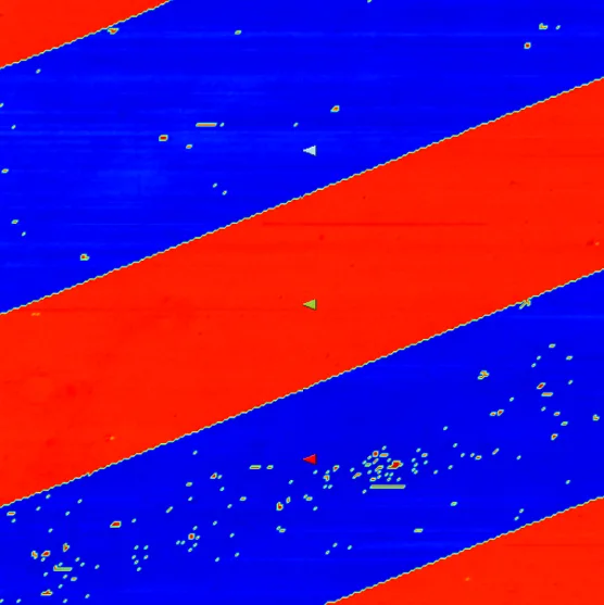 AFM scan of periodically poled lithium niobate (PPLN) showing inverted domains