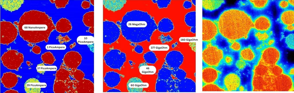 Correlated resistance and potential maps of a polymer battery electrode